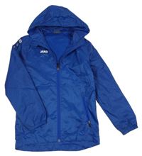 Safírová šusťáková nepromokavá sportovní bunda s kapucí JAKO