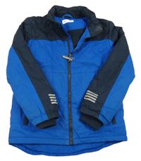 Cobaltově modro-tmavomodrá šusťáková zimní bunda H&M