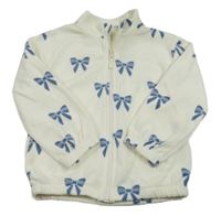 Bílá fleecová propínací mikina s modrými mašlemi St. Bernard