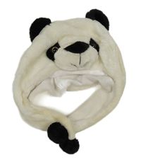 Bílo-černá chlupatá čepice - panda