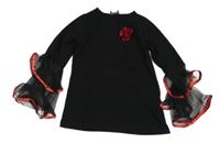 Černé triko s 3D květem a rozšířeným tylem na rukávech LC WaIKIKI