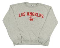 Světlešedá melírovaná mikina s nápisem a třešničkami anko