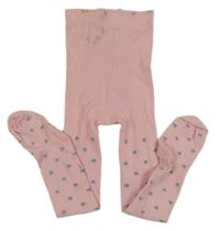 Světlerůžové punčocháče se stříbrnými srdíčky H&M