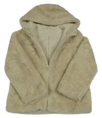 Smetanová kožešinová podšitá bunda s kapucí LA REDOUTE