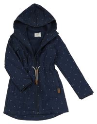 Tmavomodrá puntíkatá softshellová parka s kapucí YIGGA