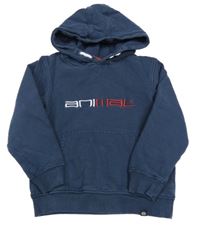 Tmavomodrá mikina s logem a kapsou a kapucí animal