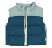 Petrolejovo-světlemodrá prošívaná šusťáková zateplená vesta KIABI