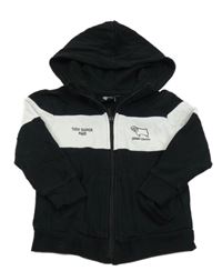 Černo-bílá propínací fotbalová mikina s logem a kapucí DERBY COUNTRY