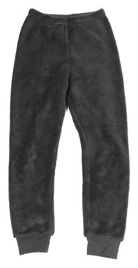 Tmavošedé plyšové pyžamové kalhoty 