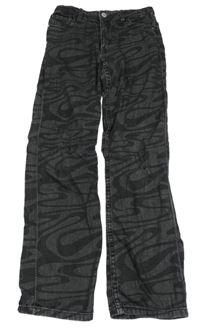 Tmavošedo-černé vzorované straight waist rifle H&M