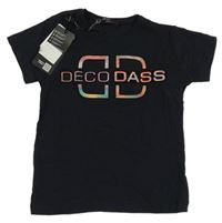 Nové - tmavomodré melírované tričko s 3D logem DECO DASS