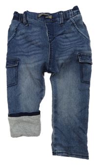 Modré cargo teplákové podšité rifle H&M