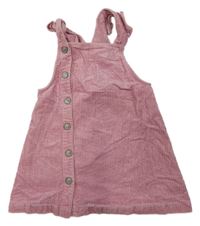 Růžové manšestrové propínací šaty s volánky Mothercare