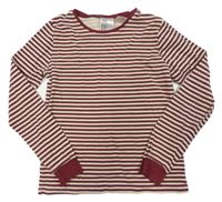 Vínovo-smetanové pruhované pyžamové triko H&M
