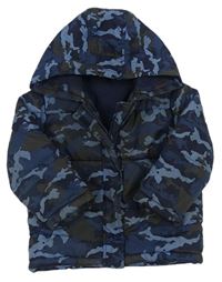 Modro-černá army šusťáková zimní bunda s kapucí Matalan
