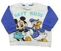 Světlešedo-modrá mikina s Mickey mousem a Kačerem Donaldem zn. Disney