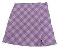 Lila-hnědá kostkovaná sukně H&M