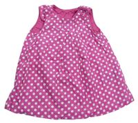 Tmavorůžové puntíkaté laclové manšestrové šaty H&M