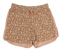 Růžovo-hnědé teplákové kraťasy s leopardím vzorem zn. George