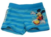 Azurové pruhované nohavičkové plavky s Mickeym Disney