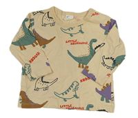 Béžové triko s dinosaury zn. H&M