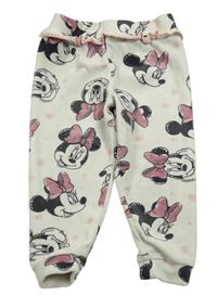 Smetanové plyšové tepláky s Minnie a srdíčky Primark