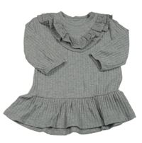 Šedé žebrované úpletové šaty s volánky s madeirou George