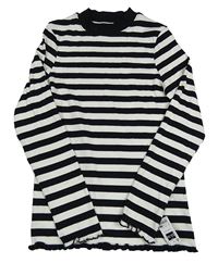 Nové - Černo-bílé pruhované žebrované triko Dunnes
