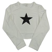 Bílé crop triko s hvězdou Shein