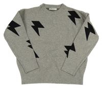 Šedý melírovaný svetr s blesky