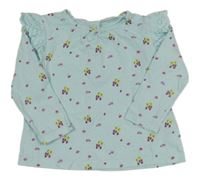 Světlemodré květované triko s volánky Next