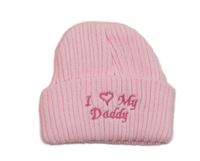 Růžová žebrovaná čepice s nápisem