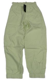 Nové - Zelenkavé lněné kalhoty Dunnes