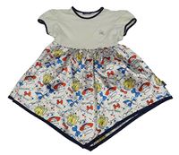 Bílá bavlněno/saténová asymetrická tunika s konvicemi a šálky Original Marines