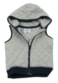 Šedá melírovaná prošívaná propínací vesta s kapucí Topomini