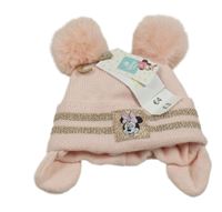 Nové - Růžová čepice s nášivkou a bambulemi - Minnie Disney