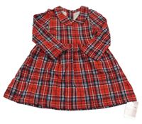 Nové - Červeno-černo-bílé kostkované bavlněné šaty s límečkem Mothercare