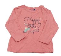 Růžové triko s jablky a nápisem