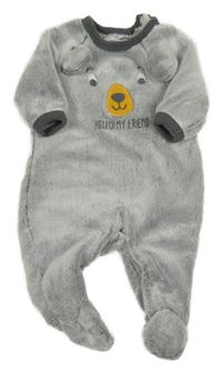 Šedý chlupatý overal s medvědem Ergee