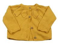 Okrový propínací svetr s perforovaným vzorem F&F