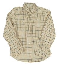 Béžovo-hnědo-tmavomodrá kostkovaná košile H&M