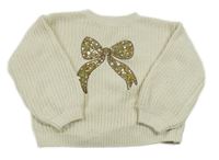 Béžový svetr s mašlí z flitrů H&M