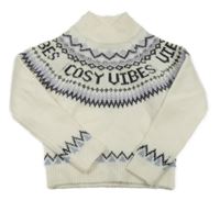 Smetanový svetr se vzorem a nápisem Pep&Co