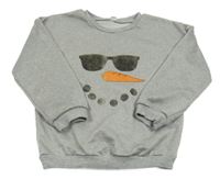 Šedá melírovaná mikina se sněhulákem