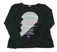 Černé triko se srdcem a nápisem Page One Young