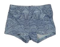 Světlemodro-tmavomodré vzorované nohavičkové plavky