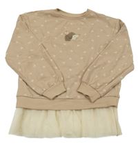 Hnědá mikina se srdíčky a ježkem Sinsay