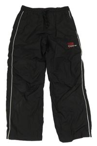 Černé šusťákové podšité kalhoty s číslem H&M