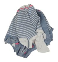 Nové - 5x kotníkové ponožky - modré melírované + 2x pruhované + modré puntíkaté + bílé vel. 26