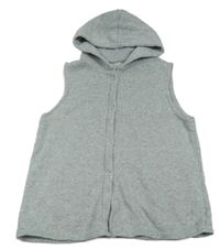 Šedá melírovaná tepláková vesta s kapucí 